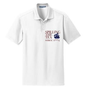 Womens AMERICA SPILLING TEA SINCE 1773 July 4 Boston Party Meme Dry Zone Grid Polo