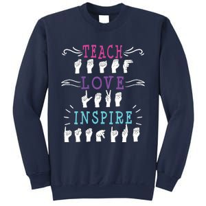 Womens American Sign Language ASL Teacher Hearing Impaired VNeck Sweatshirt