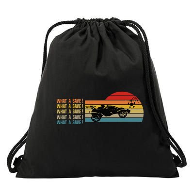 What a save Vintage Retro Rocket Soccer Car League Drawstring Bag