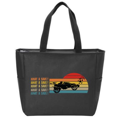 What a save Vintage Retro Rocket Soccer Car League Zip Tote Bag