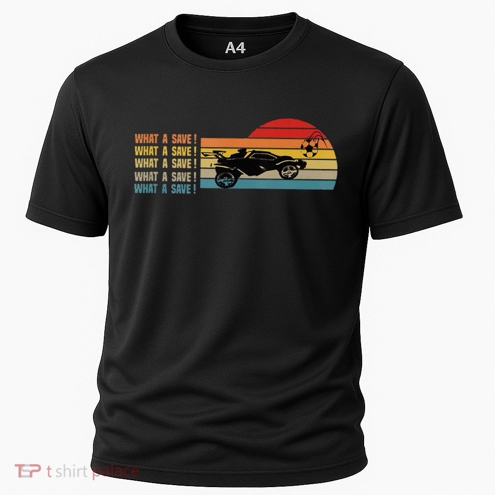 What A Save Vintage Retro Rocket Soccer Car League Performance Shirt