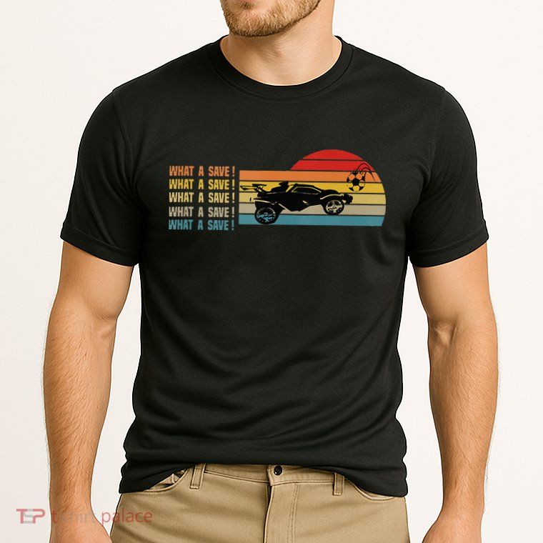 What A Save Vintage Retro Rocket Soccer Car League Performance Shirt