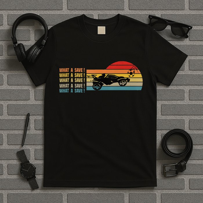 What A Save Vintage Retro Rocket Soccer Car League T-Shirt