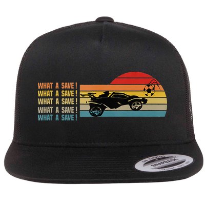 What A Save Vintage Retro Rocket Soccer Car League Flatbill Hat