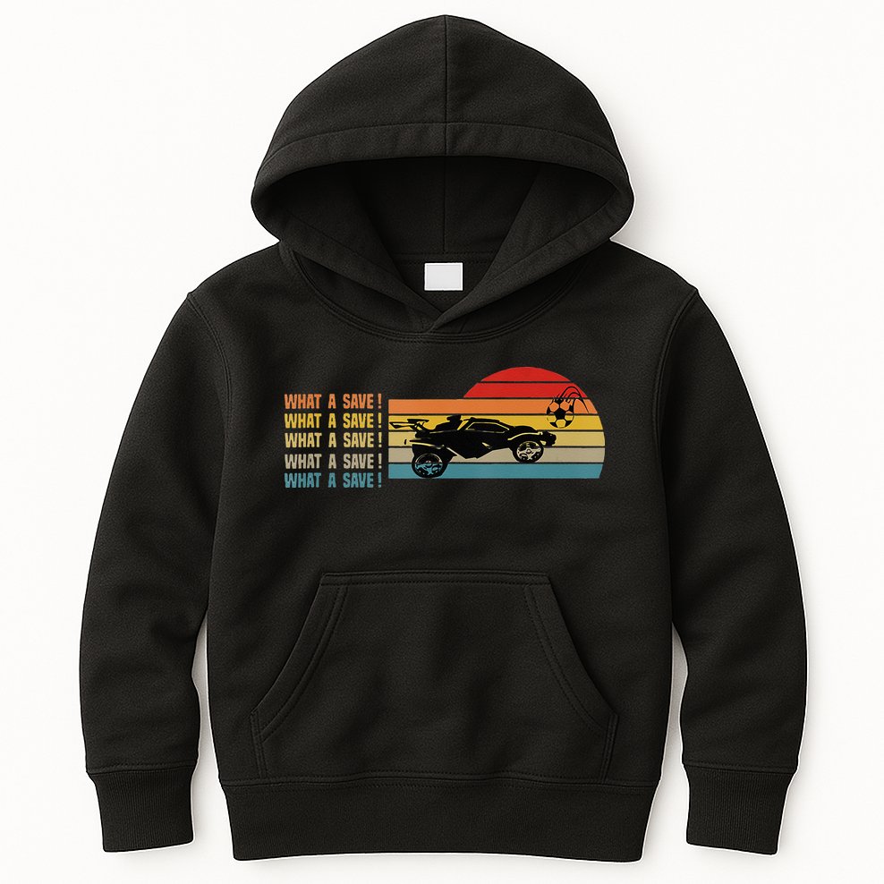 What A Save Vintage Retro Rocket Soccer Car League Kids Hoodie