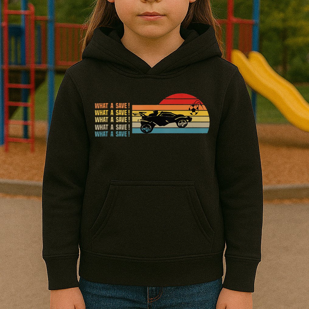 What A Save Vintage Retro Rocket Soccer Car League Kids Hoodie