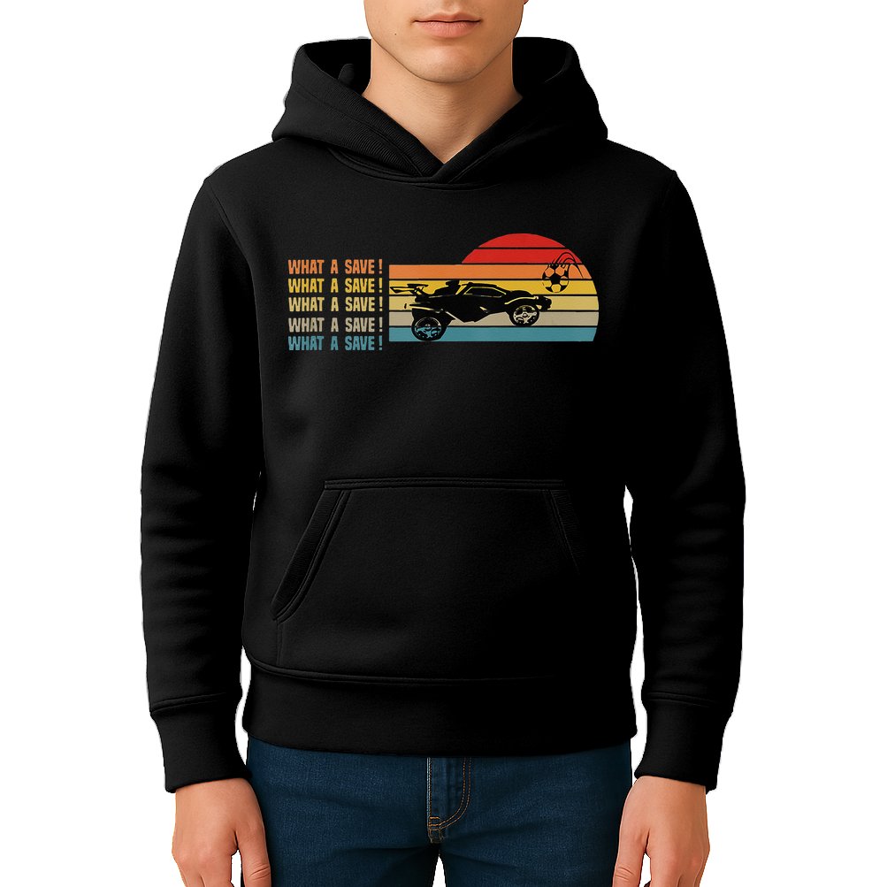 What A Save Vintage Retro Rocket Soccer Car League Kids Hoodie
