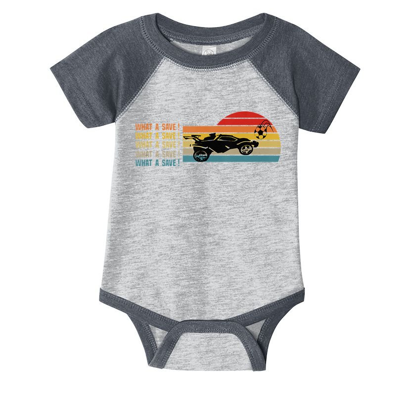 What A Save Vintage Retro Rocket Soccer Car League Infant Baby Jersey Bodysuit