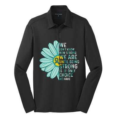 We Are Strong Ovarian Cancer Awareness Item Ovarian Cancer Zip Hoodie Silk Touch Performance Long Sleeve Polo