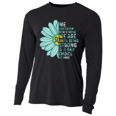 We Are Strong Ovarian Cancer Awareness Item Ovarian Cancer Zip Hoodie Cooling Performance Long Sleeve Crew