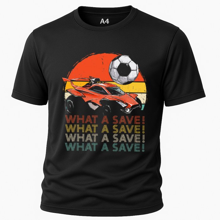 What A Save Vintage Retro Rocket Soccer Car Performance Shirt