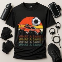 What A Save Vintage Retro Rocket Soccer Car Performance Shirt