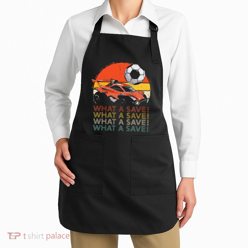 What A Save Vintage Retro Rocket Soccer Car Apron