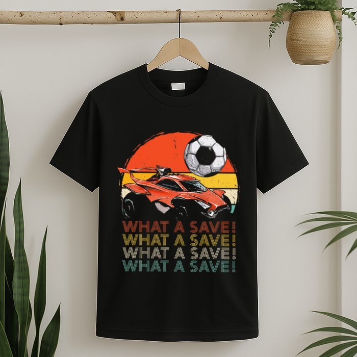 What A Save Vintage Retro Rocket Soccer Car T-Shirt