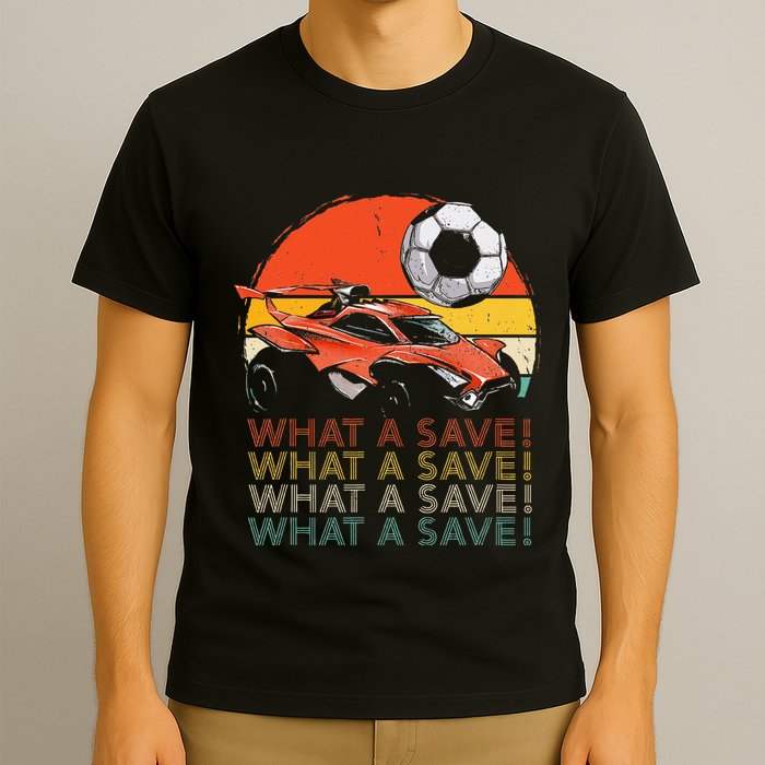 What A Save Vintage Retro Rocket Soccer Car T-Shirt