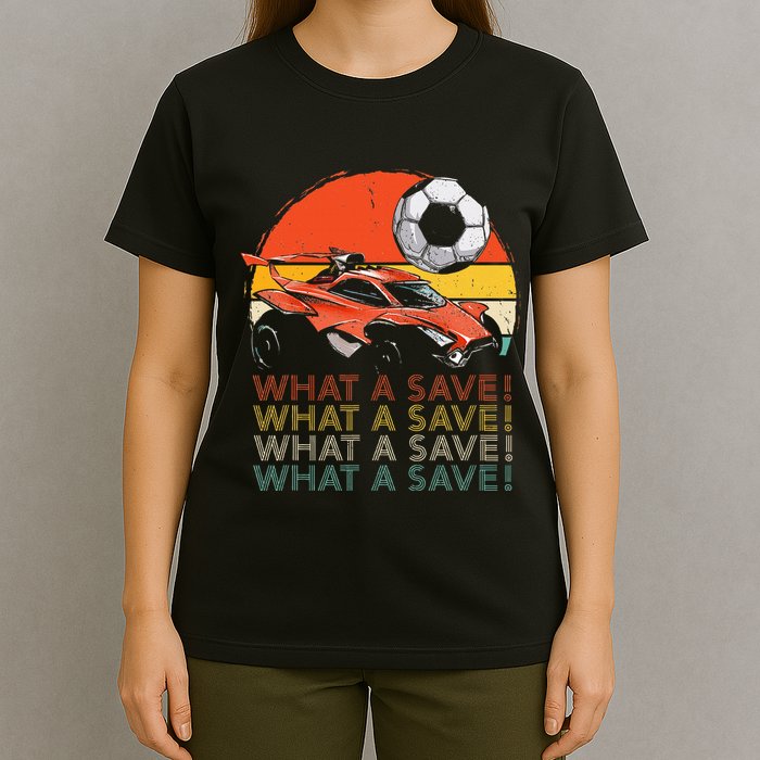What A Save Vintage Retro Rocket Soccer Car T-Shirt