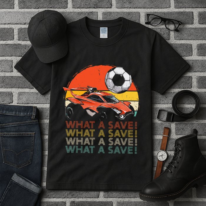 What A Save Vintage Retro Rocket Soccer Car Tall T-Shirt