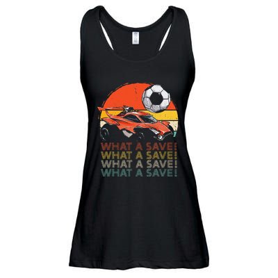 What A Save Vintage Retro Rocket Soccer Car Ladies Essential Flowy Tank