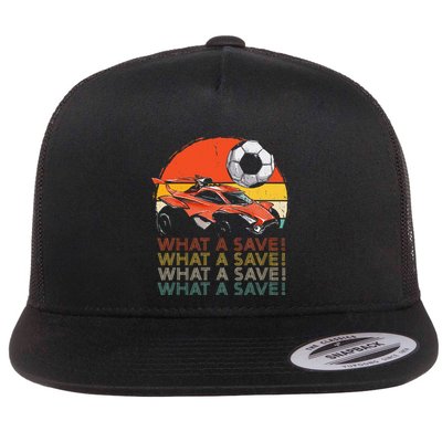 What A Save Vintage Retro Rocket Soccer Car Flatbill Hat