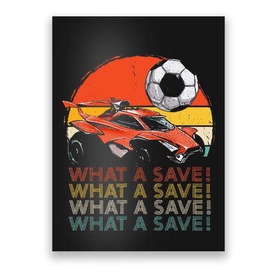 What A Save Vintage Retro Rocket Soccer Car Poster