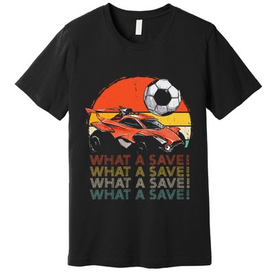 What A Save Vintage Retro Rocket Soccer Car Premium T-Shirt