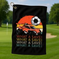 What A Save Vintage Retro Rocket Soccer Car Golf Towel