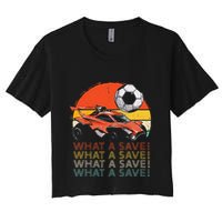 What A Save Vintage Retro Rocket Soccer Car Crop Top