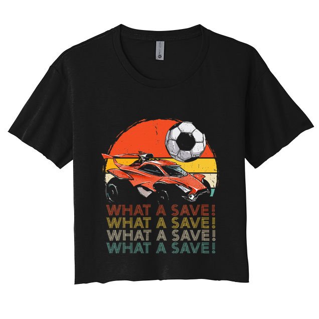 What A Save Vintage Retro Rocket Soccer Car Crop Top