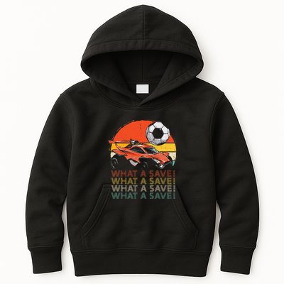 What A Save Vintage Retro Rocket Soccer Car Kids Hoodie