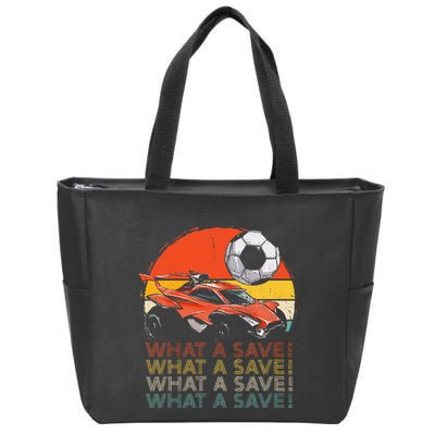 What A Save Vintage Retro Rocket Soccer Car Zip Tote Bag