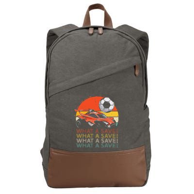 What A Save Vintage Retro Rocket Soccer Car Cotton Canvas Backpack