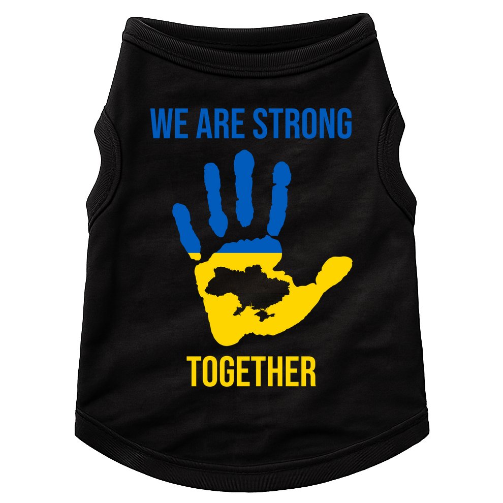 We Are Strong Together Ukraine Hand Print Doggie Tank