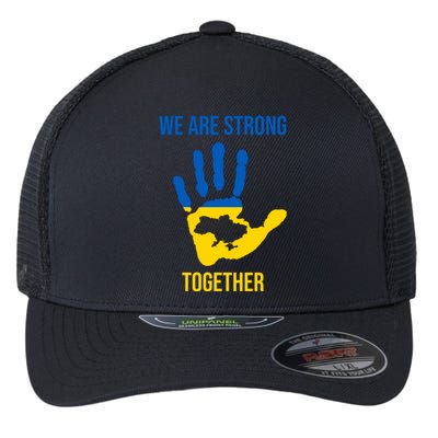 We Are Strong Together Ukraine Hand Print Flexfit Unipanel Trucker Cap