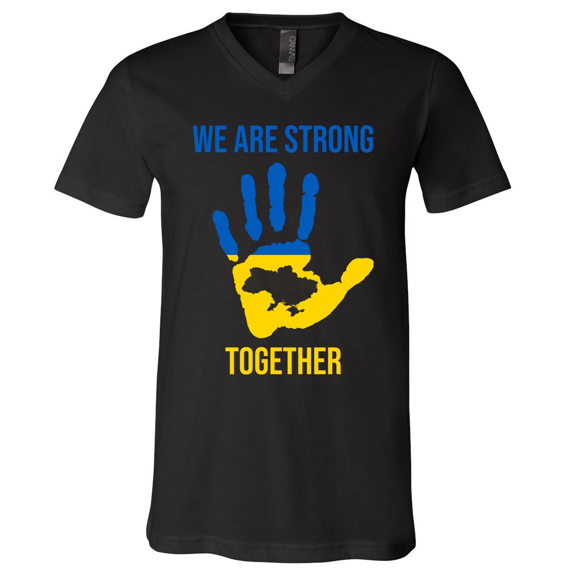 We Are Strong Together Ukraine Hand Print V-Neck T-Shirt