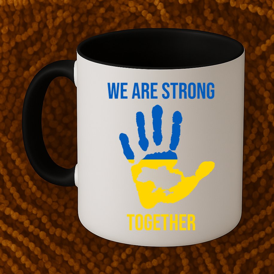 We Are Strong Together Ukraine Hand Print Mug