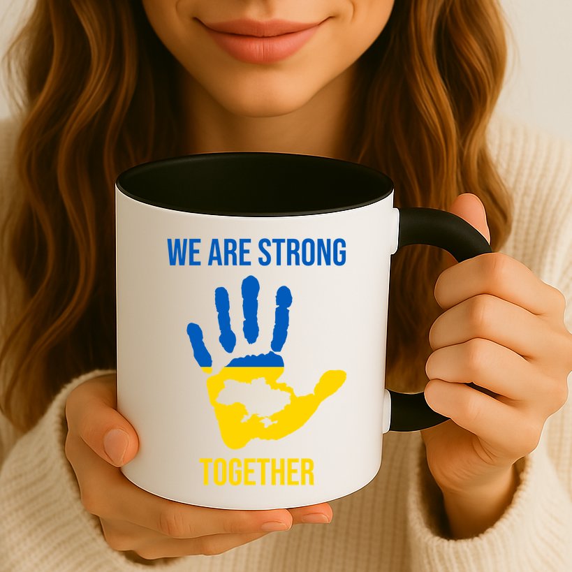 We Are Strong Together Ukraine Hand Print Mug