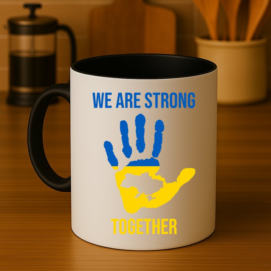 We Are Strong Together Ukraine Hand Print Mug