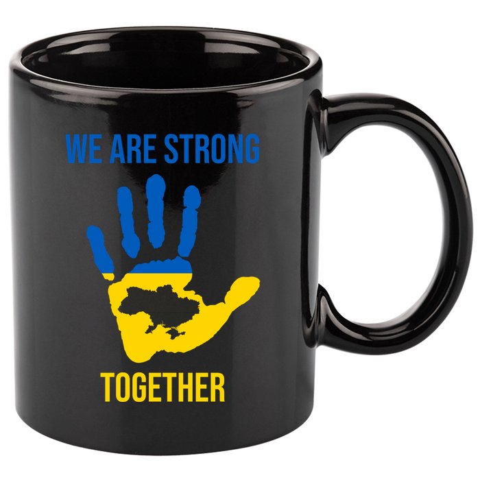 We Are Strong Together Ukraine Hand Print 11oz C Handle Ceramic Mug
