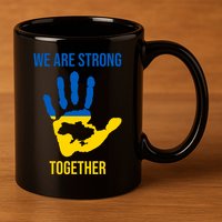 We Are Strong Together Ukraine Hand Print 11oz C Handle Ceramic Mug