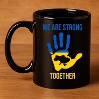 We Are Strong Together Ukraine Hand Print 11oz C Handle Ceramic Mug