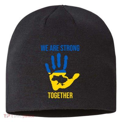 We Are Strong Together Ukraine Hand Print Sustainable Beanie