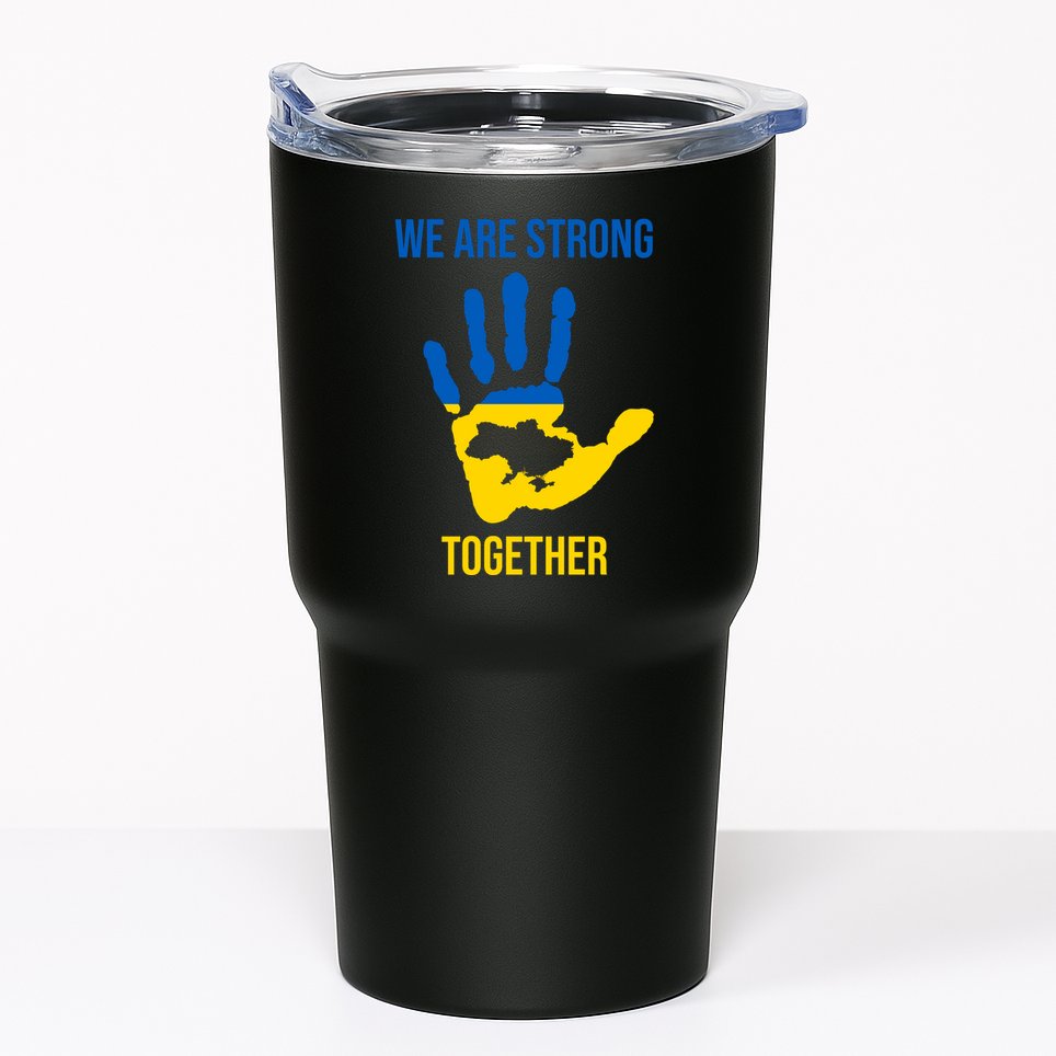 We Are Strong Together Ukraine Hand Print Tumbler