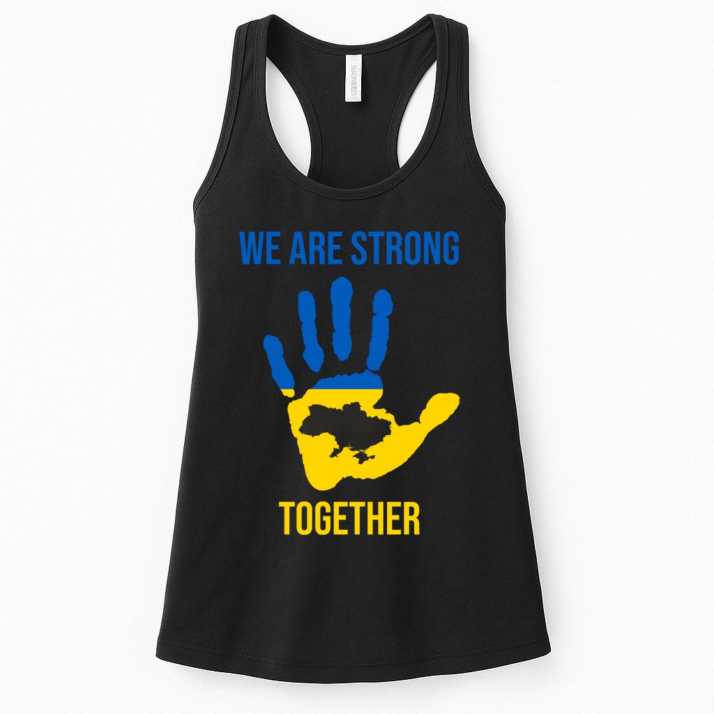 We Are Strong Together Ukraine Hand Print Womens Tank Top