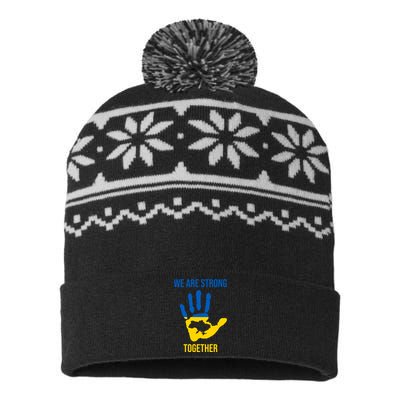 We Are Strong Together Ukraine Hand Print USA-Made Snowflake Beanie