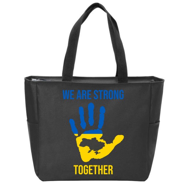 We Are Strong Together Ukraine Hand Print Zip Tote Bag