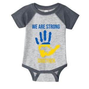 We Are Strong Together Ukraine Hand Print Infant Baby Jersey Bodysuit