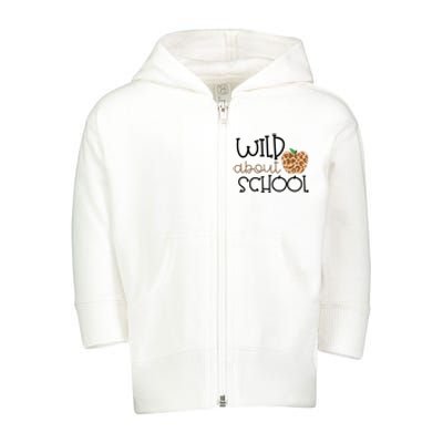 Wild About School Grade Teacher Leopard Gift Toddler Zip Fleece Hoodie