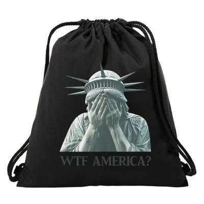 WTF America Statue of Liberty Cry Drawstring Bag