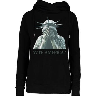 WTF America Statue of Liberty Cry Womens Funnel Neck Pullover Hood
