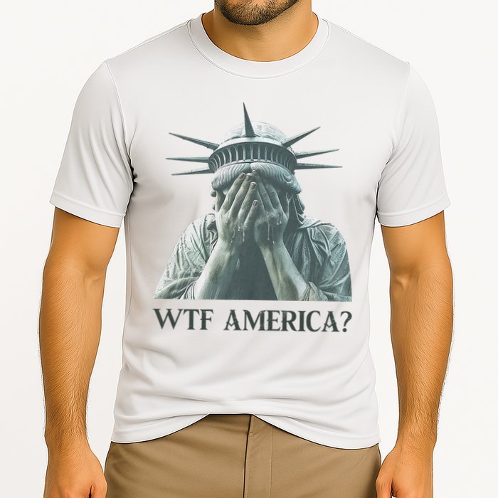 WTF America Statue of Liberty Cry Cooling Performance Crew T-Shirt